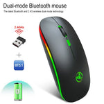 HXSJ T18 เมาส์ไร้สาย 2.4GHz 1600dpi สองโหมด พร้อมไฟ USB + Bluetooth 5.1 ชาร์จไฟได้