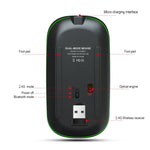 HXSJ T18 เมาส์ไร้สาย 2.4GHz 1600dpi สองโหมด พร้อมไฟ USB + Bluetooth 5.1 ชาร์จไฟได้