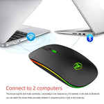 HXSJ T18 เมาส์ไร้สาย 2.4GHz 1600dpi สองโหมด พร้อมไฟ USB + Bluetooth 5.1 ชาร์จไฟได้
