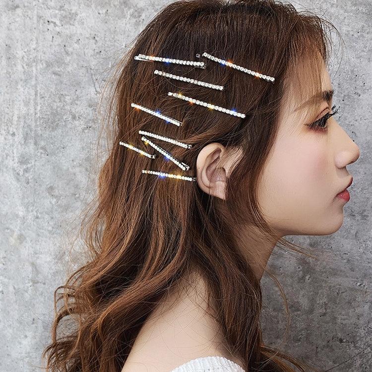 กิ๊บติดผมประดับเพชรแวววาวตามเทรนด์คนดัง สำหรับผมหน้าม้า 4 ชิ้น/ชุด