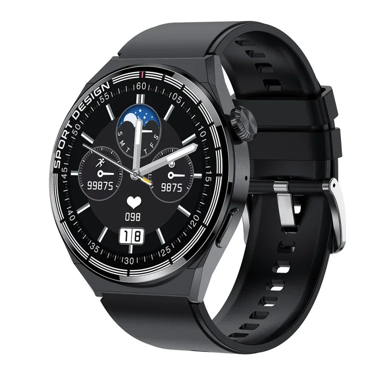 HDT MAX นาฬิกาอัจฉริยะหน้าปัดดำ 1.60 นิ้ว สายซิลิโคน กันน้ำ IP68 รองรับการโทร Bluetooth, สายซิลิโคนหน้าปัดดำ