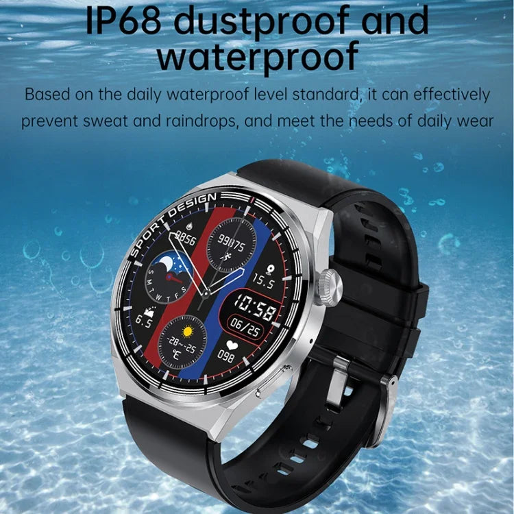 HDT MAX นาฬิกาอัจฉริยะหน้าปัดดำ 1.60 นิ้ว สายซิลิโคน กันน้ำ IP68 รองรับการโทร Bluetooth, สายซิลิโคนหน้าปัดดำ