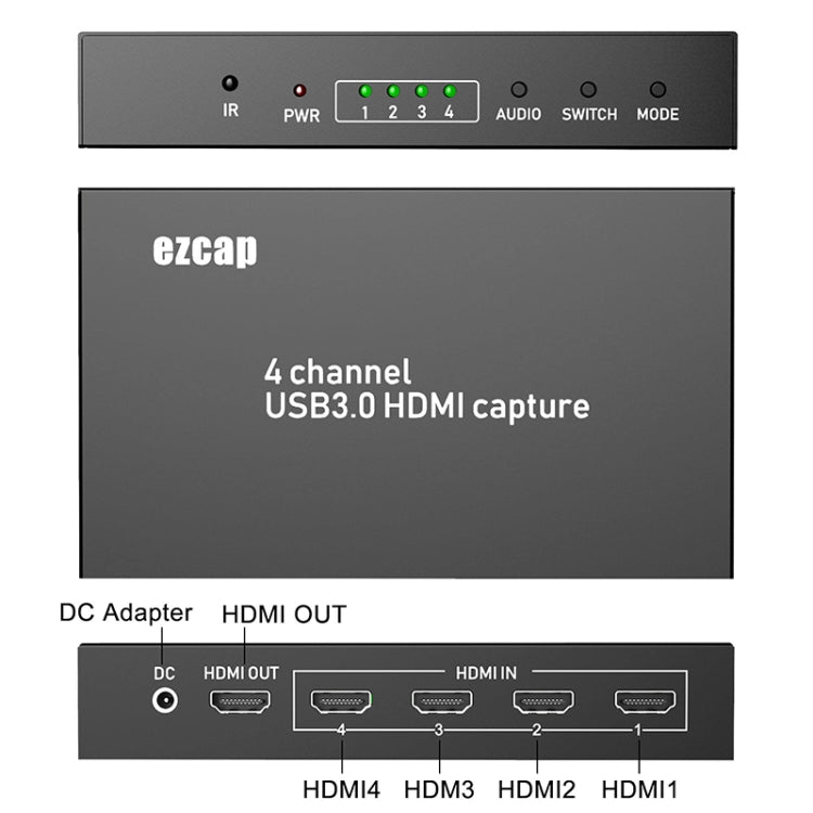Ezcap 264M การ์ดจับภาพเกมวิดีโอ HDMI 4 ช่อง มัลติวิว USB 3.0, Ezcap 264M