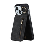 Retro Ring and Zipper RFID Card Slot Phone Case, For iPhone 16 Pro, For iPhone 16 Plus, For iPhone 16, For iPhone 15 Pro Max, For iPhone 15 Pro, For iPhone 15 Plus