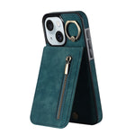 Retro Ring and Zipper RFID Card Slot Phone Case, For iPhone 16 Pro, For iPhone 16 Plus, For iPhone 16, For iPhone 15 Pro Max, For iPhone 15 Pro, For iPhone 15 Plus
