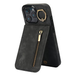 Retro Ring and Zipper RFID Card Slot Phone Case, For iPhone 17e / 16e, For iPhone 17 Pro Max, For iPhone 17 Pro, For iPhone 17, For iPhone Air, For iPhone 16 Pro Max