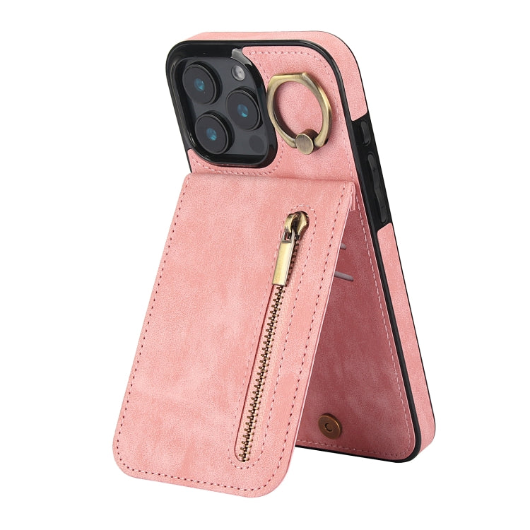 เคสโทรศัพท์ช่องใส่บัตร RFID พร้อมแหวนและซิปสไตล์วินเทจ สำหรับ iPhone 16 Pro, สำหรับ iPhone 16 Plus, สำหรับ iPhone 16, สำหรับ iPhone 15 Pro Max, สำหรับ iPhone 15 Pro, สำหรับ iPhone 15 Plus