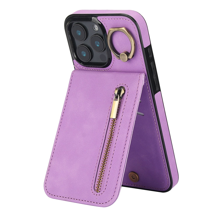 Retro Ring and Zipper RFID Card Slot Phone Case, For iPhone 16 Pro, For iPhone 16 Plus, For iPhone 16, For iPhone 15 Pro Max, For iPhone 15 Pro, For iPhone 15 Plus