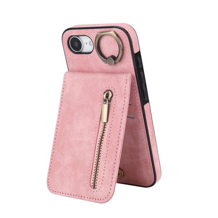 เคสโทรศัพท์ช่องใส่บัตร RFID แบบแหวนย้อนยุคและซิป สำหรับ iPhone 17e / 16e, สำหรับ iPhone 17 Pro Max, สำหรับ iPhone 17 Pro, สำหรับ iPhone 17, สำหรับ iPhone Air, สำหรับ iPhone 16 Pro Max