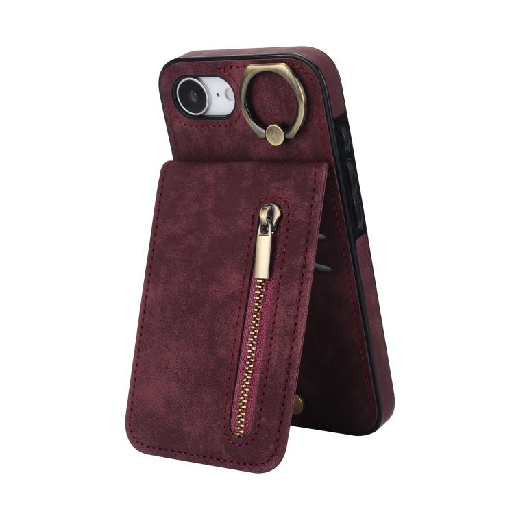 Retro Ring and Zipper RFID Card Slot Phone Case, For iPhone 17e / 16e, For iPhone 17 Pro Max, For iPhone 17 Pro, For iPhone 17, For iPhone Air, For iPhone 16 Pro Max