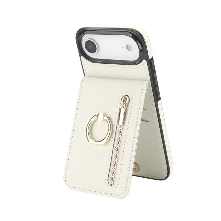 Retro Ring and Zipper RFID Card Slot Phone Case, For iPhone 17e / 16e, For iPhone 17 Pro Max, For iPhone 17 Pro, For iPhone 17, For iPhone Air, For iPhone 16 Pro Max