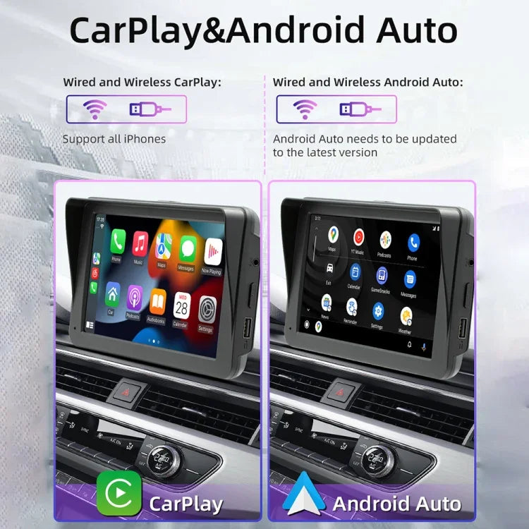 B5570 เครื่องเล่น MP5 รถยนต์สไตล์ SunShade 7 นิ้ว รองรับ CarPlay ไร้สาย เชื่อมต่อโทรศัพท์มือถือ, B5570