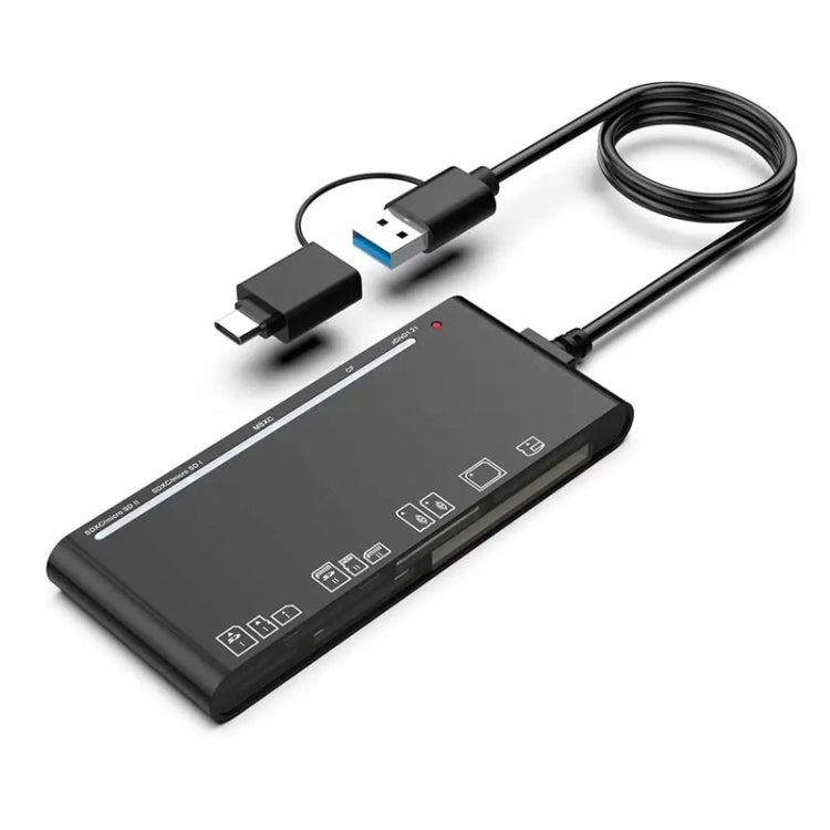 เครื่องอ่านการ์ดมัลติฟังก์ชัน CR7 USB3.0 + Type-C สำหรับ CF / XD / MS / SD / TF 7-in-1, USB3.0 + Type-C