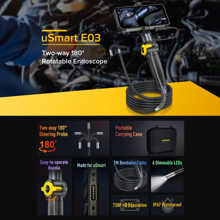 กล้องส่องภายใน Ulefone uSmart E03 หมุนได้ กันน้ำ IP67 สำหรับ Armor 24 / 21 / 19 / 18T / 18T Ultra / Armor Pad, uSmart E03