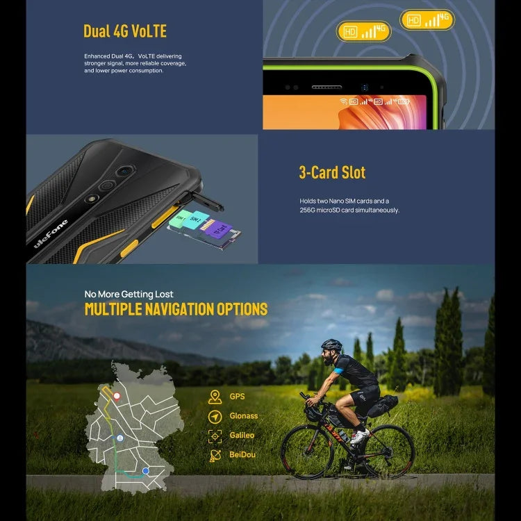 Ulefone Armor X12, โทรศัพท์กันกระแทก, ปลดล็อกด้วยใบหน้า, หน้าจอ 5.45 นิ้ว Android 13 Go MediaTek Helio A22 Quad Core, เครือข่าย: 4G, NFC, 3GB+32GB