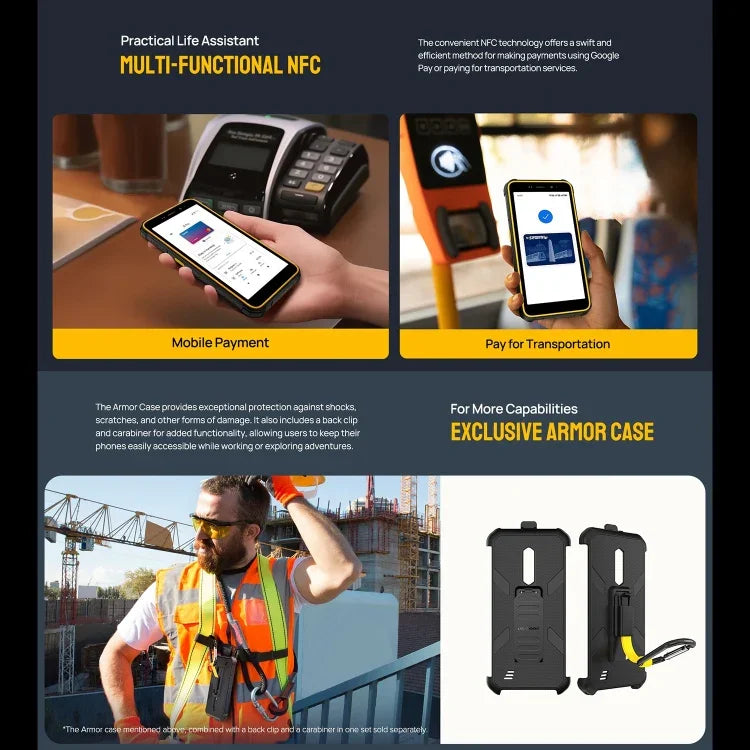 Ulefone Armor X12, โทรศัพท์กันกระแทก, ปลดล็อกด้วยใบหน้า, หน้าจอ 5.45 นิ้ว Android 13 Go MediaTek Helio A22 Quad Core, เครือข่าย: 4G, NFC, 3GB+32GB