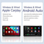 หน้าจอสมาร์ทพกพา IPS 7 นิ้ว สำหรับรถยนต์ โปรเจคเตอร์หน้าจอไร้สาย Carplay Android Auto พร้อมกล้องถอยหลัง, พร้อมกล้องถอยหลัง