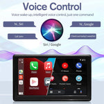 หน้าจอสมาร์ทพกพา IPS 7 นิ้ว สำหรับรถยนต์ โปรเจคเตอร์หน้าจอไร้สาย Carplay Android Auto พร้อมกล้องถอยหลัง, พร้อมกล้องถอยหลัง