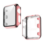 Electroplated PC case for Apple Watch, featuring tempered film protection, lightweight design, and full coverage.