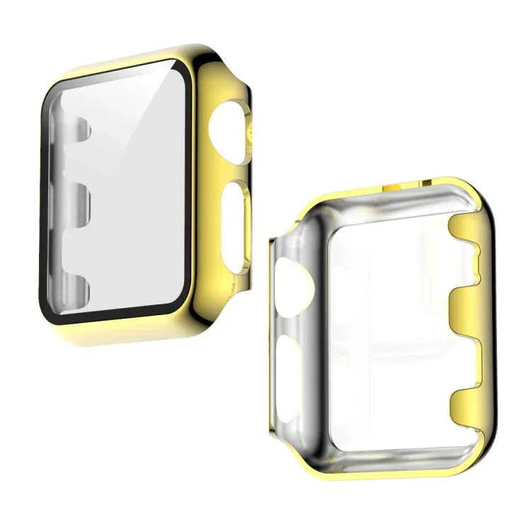 Electroplated PC Case + Tempered Film Integrated Protective Cover, For Apple Watch Series 3 & 2 & 1 38mm, For Apple Watch Series 3 & 2 & 1  42mm, For Apple Watch Series 5 & 4 40mm, For Apple Watch Series 5 & 4 44mm