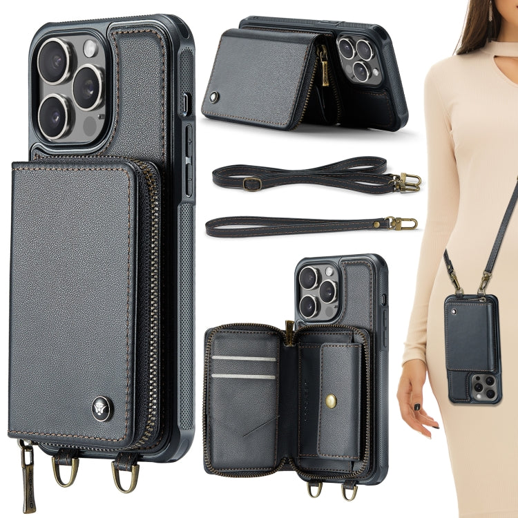 เคสโทรศัพท์หนังพร้อมกระเป๋าซิปและสายคล้องคู่ JEEHOOD C22 Series สำหรับ iPhone 17 Pro Max, สำหรับ iPhone 17 Pro, สำหรับ iPhone Air, สำหรับ iPhone 16 Pro Max, สำหรับ iPhone 16 Pro, สำหรับ iPhone 16 Plus, สำหรับ iPhone 16, สำหรับ iPhone 15 Pro Max