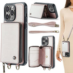 เคสโทรศัพท์หนังพร้อมกระเป๋าซิปและสายคล้องคู่ JEEHOOD C22 Series สำหรับ iPhone 17 Pro Max, สำหรับ iPhone 17 Pro, สำหรับ iPhone Air, สำหรับ iPhone 16 Pro Max, สำหรับ iPhone 16 Pro, สำหรับ iPhone 16 Plus, สำหรับ iPhone 16, สำหรับ iPhone 15 Pro Max