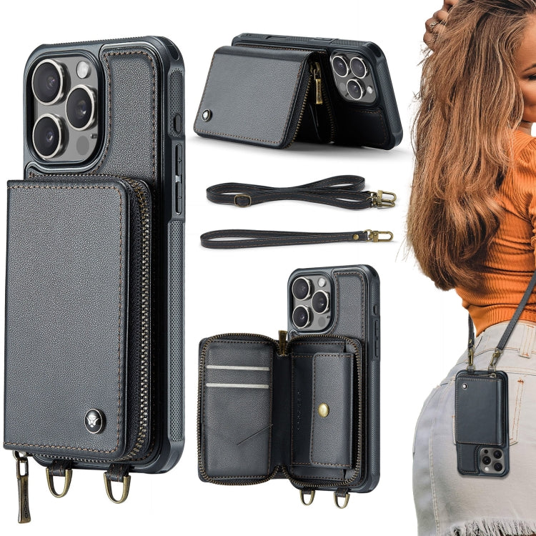 เคสโทรศัพท์หนังพร้อมกระเป๋าซิปและสายคล้องคู่ JEEHOOD C22 Series สำหรับ iPhone 17 Pro Max, สำหรับ iPhone 17 Pro, สำหรับ iPhone Air, สำหรับ iPhone 16 Pro Max, สำหรับ iPhone 16 Pro, สำหรับ iPhone 16 Plus, สำหรับ iPhone 16, สำหรับ iPhone 15 Pro Max