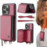 เคสโทรศัพท์หนังพร้อมกระเป๋าซิปและสายคล้องคู่ JEEHOOD C22 Series สำหรับ iPhone 17 Pro Max, สำหรับ iPhone 17 Pro, สำหรับ iPhone Air, สำหรับ iPhone 16 Pro Max, สำหรับ iPhone 16 Pro, สำหรับ iPhone 16 Plus, สำหรับ iPhone 16, สำหรับ iPhone 15 Pro Max