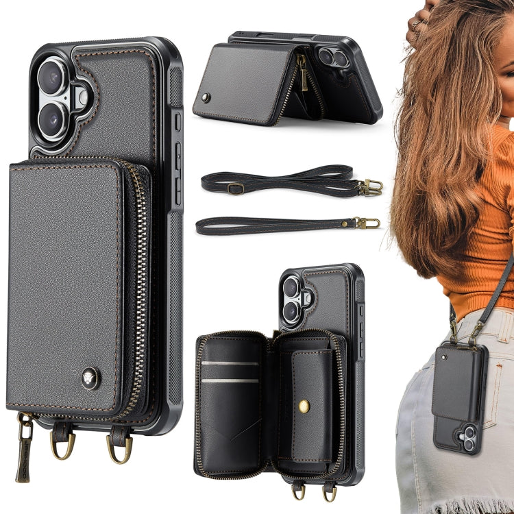 เคสโทรศัพท์หนังพร้อมกระเป๋าซิปและสายคล้องคู่ JEEHOOD C22 Series สำหรับ iPhone 17 Pro Max, สำหรับ iPhone 17 Pro, สำหรับ iPhone Air, สำหรับ iPhone 16 Pro Max, สำหรับ iPhone 16 Pro, สำหรับ iPhone 16 Plus, สำหรับ iPhone 16, สำหรับ iPhone 15 Pro Max