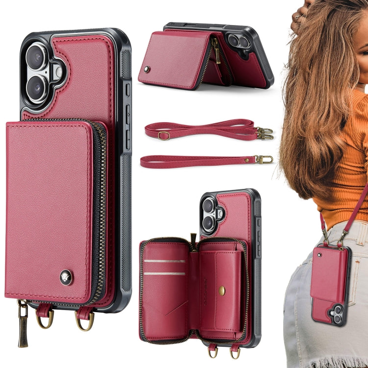 เคสโทรศัพท์หนังพร้อมกระเป๋าซิปและสายคล้องคู่ JEEHOOD C22 Series สำหรับ iPhone 17 Pro Max, สำหรับ iPhone 17 Pro, สำหรับ iPhone Air, สำหรับ iPhone 16 Pro Max, สำหรับ iPhone 16 Pro, สำหรับ iPhone 16 Plus, สำหรับ iPhone 16, สำหรับ iPhone 15 Pro Max