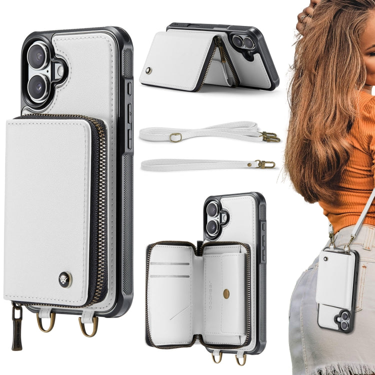 เคสโทรศัพท์หนังพร้อมกระเป๋าซิปและสายคล้องคู่ JEEHOOD C22 Series สำหรับ iPhone 17 Pro Max, สำหรับ iPhone 17 Pro, สำหรับ iPhone Air, สำหรับ iPhone 16 Pro Max, สำหรับ iPhone 16 Pro, สำหรับ iPhone 16 Plus, สำหรับ iPhone 16, สำหรับ iPhone 15 Pro Max