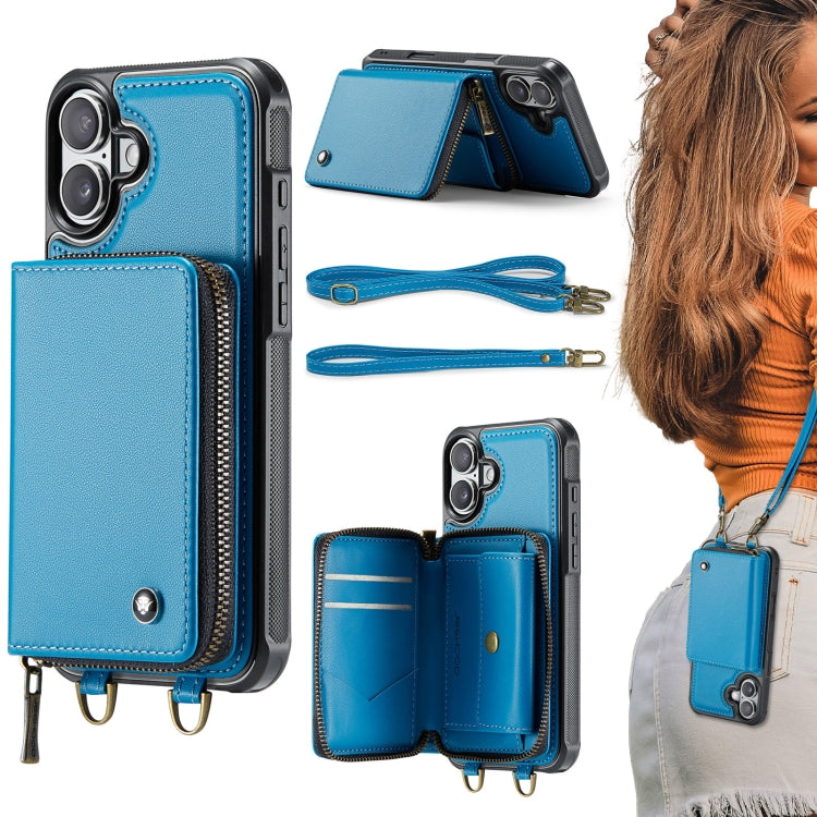 เคสโทรศัพท์หนังพร้อมกระเป๋าซิปและสายคล้องคู่ JEEHOOD C22 Series สำหรับ iPhone 17 Pro Max, สำหรับ iPhone 17 Pro, สำหรับ iPhone Air, สำหรับ iPhone 16 Pro Max, สำหรับ iPhone 16 Pro, สำหรับ iPhone 16 Plus, สำหรับ iPhone 16, สำหรับ iPhone 15 Pro Max