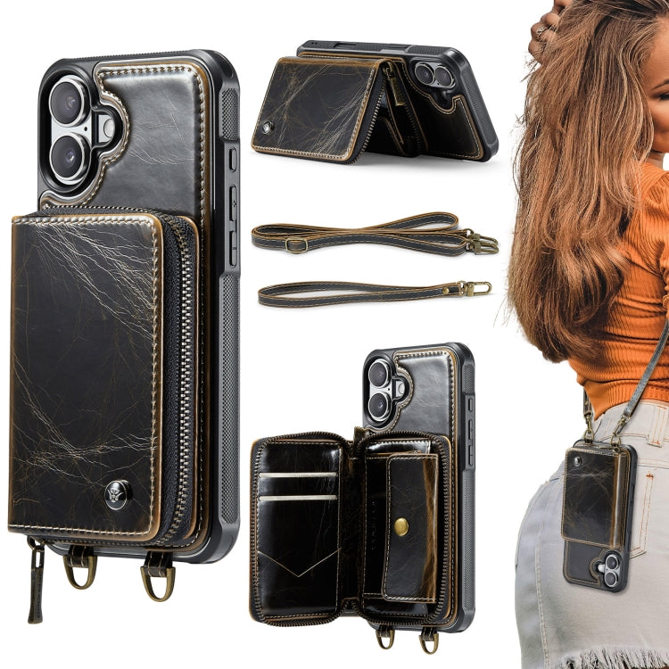 เคสโทรศัพท์หนังพร้อมกระเป๋าซิปและสายคล้องคู่ JEEHOOD C22 Series สำหรับ iPhone 17 Pro Max, สำหรับ iPhone 17 Pro, สำหรับ iPhone Air, สำหรับ iPhone 16 Pro Max, สำหรับ iPhone 16 Pro, สำหรับ iPhone 16 Plus, สำหรับ iPhone 16, สำหรับ iPhone 15 Pro Max