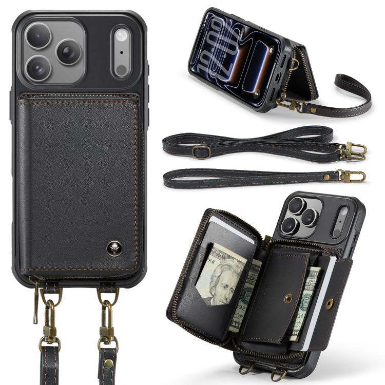 เคสโทรศัพท์หนังพร้อมกระเป๋าซิปและสายคล้องคู่ JEEHOOD C22 Series สำหรับ iPhone 17 Pro Max, สำหรับ iPhone 17 Pro, สำหรับ iPhone Air, สำหรับ iPhone 16 Pro Max, สำหรับ iPhone 16 Pro, สำหรับ iPhone 16 Plus, สำหรับ iPhone 16, สำหรับ iPhone 15 Pro Max