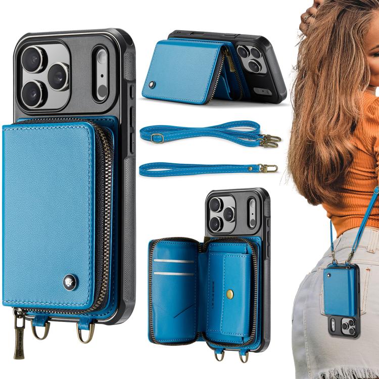เคสโทรศัพท์หนังพร้อมกระเป๋าซิปและสายคล้องคู่ JEEHOOD C22 Series สำหรับ iPhone 17 Pro Max, สำหรับ iPhone 17 Pro, สำหรับ iPhone Air, สำหรับ iPhone 16 Pro Max, สำหรับ iPhone 16 Pro, สำหรับ iPhone 16 Plus, สำหรับ iPhone 16, สำหรับ iPhone 15 Pro Max