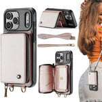 เคสโทรศัพท์หนังพร้อมกระเป๋าซิปและสายคล้องคู่ JEEHOOD C22 Series สำหรับ iPhone 17 Pro Max, สำหรับ iPhone 17 Pro, สำหรับ iPhone Air, สำหรับ iPhone 16 Pro Max, สำหรับ iPhone 16 Pro, สำหรับ iPhone 16 Plus, สำหรับ iPhone 16, สำหรับ iPhone 15 Pro Max