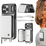 เคสโทรศัพท์หนังพร้อมกระเป๋าซิปและสายคล้องคู่ JEEHOOD C22 Series สำหรับ iPhone 17 Pro Max, สำหรับ iPhone 17 Pro, สำหรับ iPhone Air, สำหรับ iPhone 16 Pro Max, สำหรับ iPhone 16 Pro, สำหรับ iPhone 16 Plus, สำหรับ iPhone 16, สำหรับ iPhone 15 Pro Max