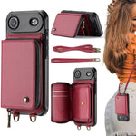 เคสโทรศัพท์หนังพร้อมกระเป๋าซิปและสายคล้องคู่ JEEHOOD C22 Series สำหรับ iPhone 17 Pro Max, สำหรับ iPhone 17 Pro, สำหรับ iPhone Air, สำหรับ iPhone 16 Pro Max, สำหรับ iPhone 16 Pro, สำหรับ iPhone 16 Plus, สำหรับ iPhone 16, สำหรับ iPhone 15 Pro Max
