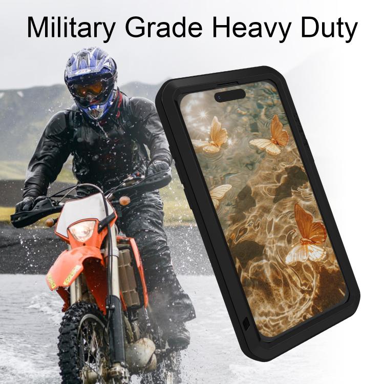 เคสโทรศัพท์กันกระแทกโลหะ LOVE MEI กันน้ำกันฝุ่น สำหรับ iPhone 17 Pro Max, สำหรับ iPhone 17 Pro, สำหรับ iPhone 17, สำหรับ iPhone 16 Pro Max, สำหรับ iPhone 16 Pro, สำหรับ iPhone 16, สำหรับ iPhone 15 Pro Max, สำหรับ iPhone 15 Pro
