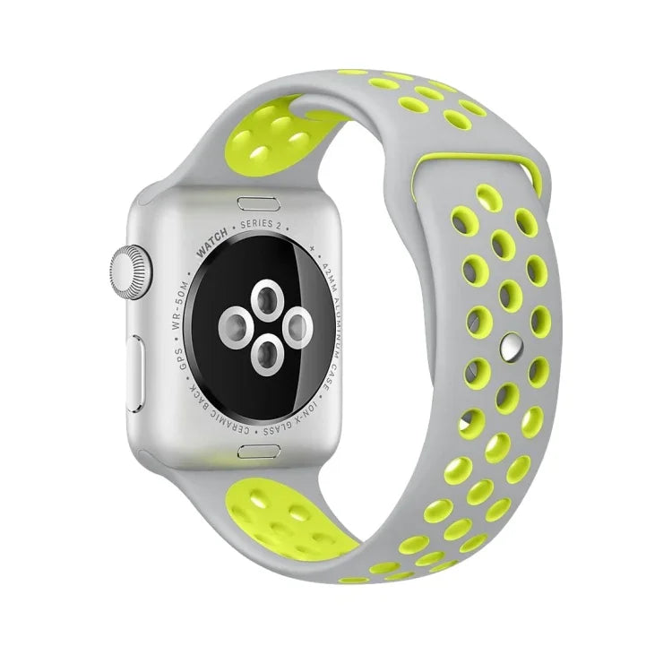 สายรัดนาฬิกาซิลิโคนสำหรับกีฬา รุ่นมาตรฐาน สำหรับ Apple Watch Series 7 41mm / 6 & SE & 5 & 4 40mm / 3 & 2 & 1 38mm, สำหรับ Apple Watch Ultra 49mm / Series 8&7 45mm / SE 2&6&SE&5&4 44mm / 3&2&1 42mm