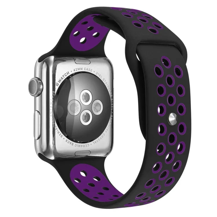สายรัดนาฬิกาซิลิโคนสำหรับกีฬา รุ่นมาตรฐาน สำหรับ Apple Watch Series 7 41mm / 6 & SE & 5 & 4 40mm / 3 & 2 & 1 38mm, สำหรับ Apple Watch Ultra 49mm / Series 8&7 45mm / SE 2&6&SE&5&4 44mm / 3&2&1 42mm