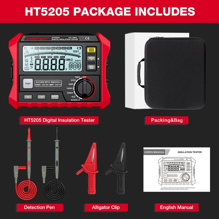 เครื่องทดสอบความต้านทานฉนวน HABOTEST HT5205, HT5205