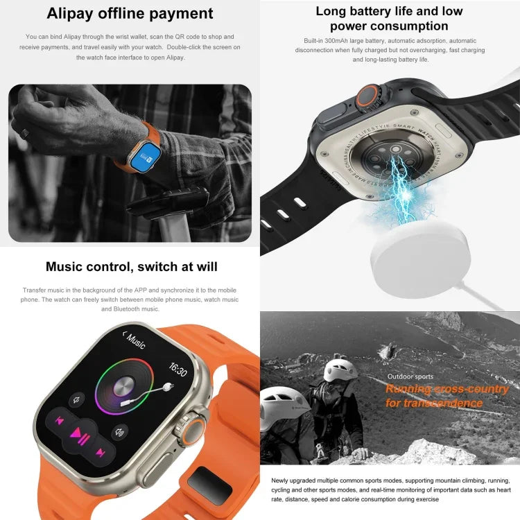 iW9 Ultra นาฬิกาอัจฉริยะหน้าจอ 2.04 นิ้ว รองรับการโทร BT / วัดอัตราการเต้นหัวใจ / ความดันโลหิต / ออกซิเจนในเลือด