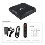 X96 max+ กล่องสมาร์ททีวี 4K, Android 9.0, Amlogic S905X3 ควอดคอร์ Cortex-A55, 4GB+64GB, รองรับ LAN, AV, WiFi 2.4G/5G, USB 2 ช่อง, การ์ด TF, ปลั๊ก EU, ปลั๊ก UK, ปลั๊ก AU