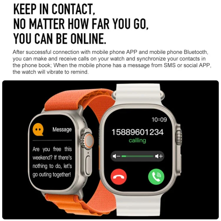S800 Ultra Max สายรัดข้อมืออัจฉริยะ นาฬิกาอัจฉริยะสายซิลิโคน 1.5 นิ้ว รองรับการโทร Bluetooth / วัดอัตราการเต้นหัวใจ / ความดันโลหิต / ออกซิเจนในเลือด