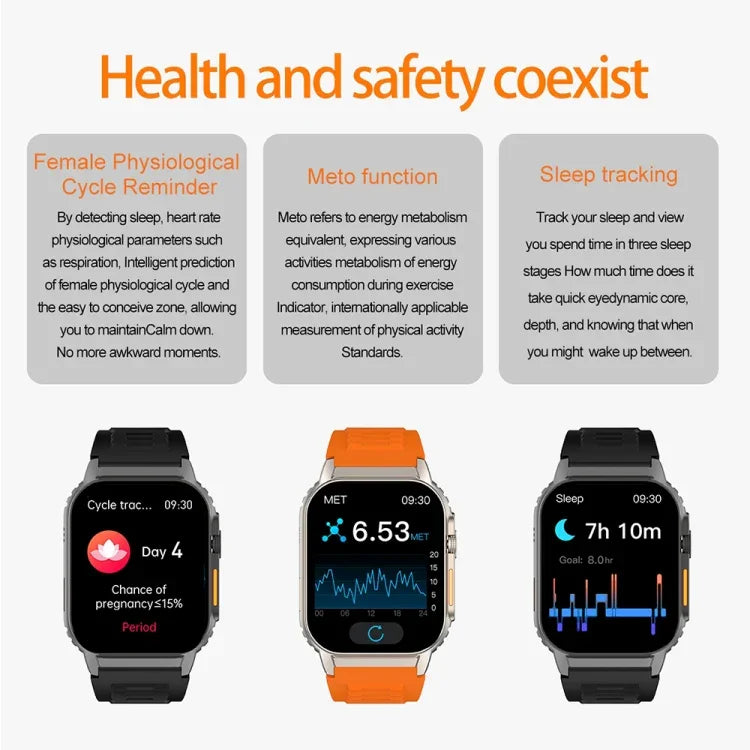 G41 สายรัดข้อมืออัจฉริยะ นาฬิกาอัจฉริยะกันน้ำ IP67 2.01 นิ้ว รองรับการโทร Bluetooth / วัดอัตราการเต้นหัวใจ / วัดน้ำตาลในเลือดแบบไม่รุกราน / HRV / MET