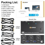 สวิตช์ KVM KC-KVM203DH สำหรับจอภาพสามจอ 8K 30Hz USB3.0 DP+DP+HDMI, ปลั๊ก EU, KC-KVM203DH