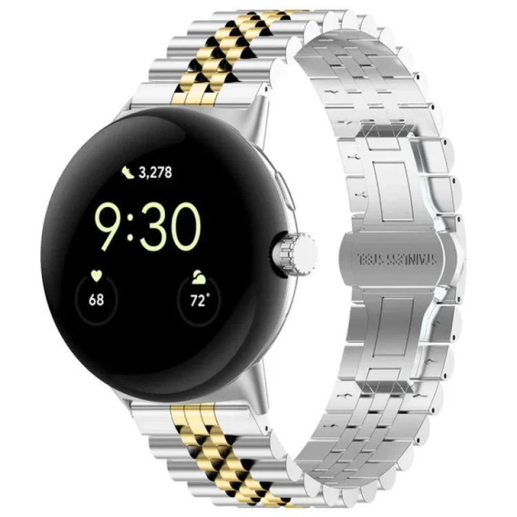 สายรัดนาฬิกาโลหะสแตนเลสสตีลแบบลูกปัดเจ็ดเม็ด สำหรับ Google Pixel Watch 4 / 3 / 2 / 1 ขนาด 41 มม.
