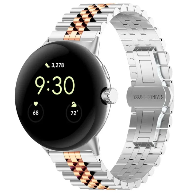 สายรัดนาฬิกาโลหะสแตนเลสสตีลแบบลูกปัดเจ็ดเม็ด สำหรับ Google Pixel Watch 4 / 3 / 2 / 1 ขนาด 41 มม.