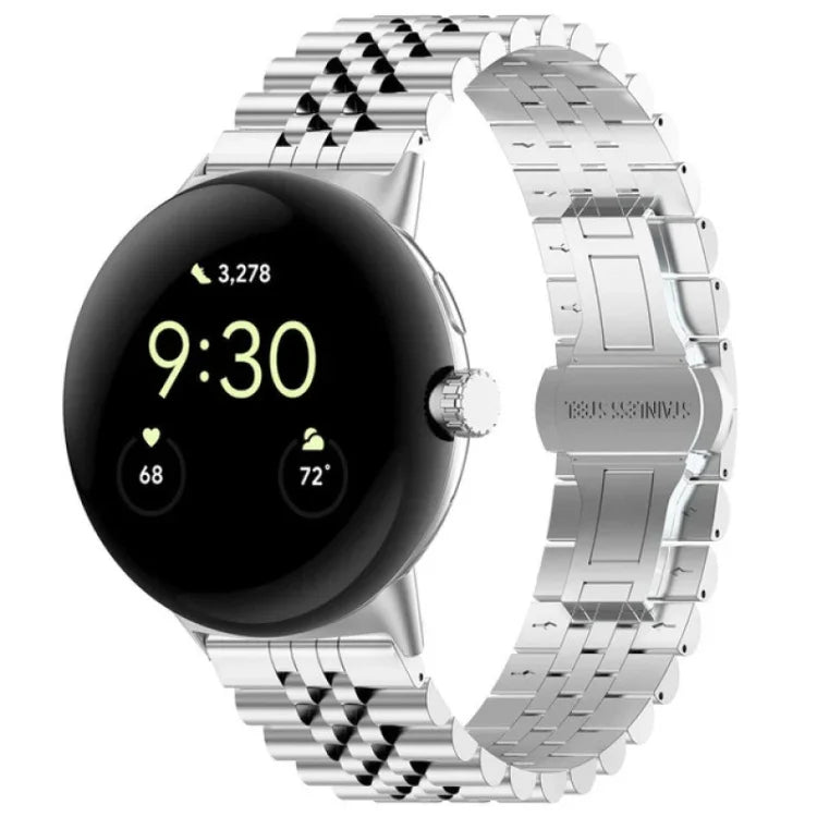 สายรัดนาฬิกาโลหะสแตนเลสสตีลแบบลูกปัดเจ็ดเม็ด สำหรับ Google Pixel Watch 4 / 3 / 2 / 1 ขนาด 41 มม.
